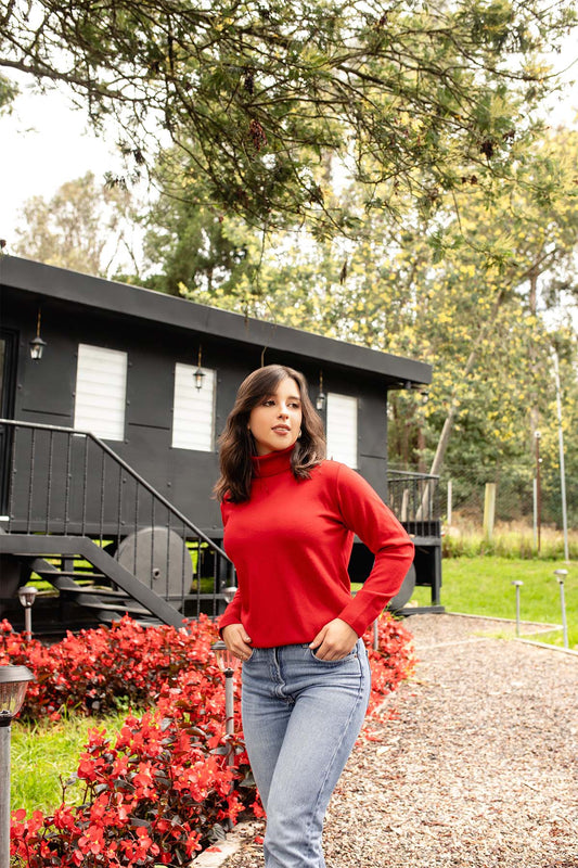 Sweater cuello tortuga - Rojo
