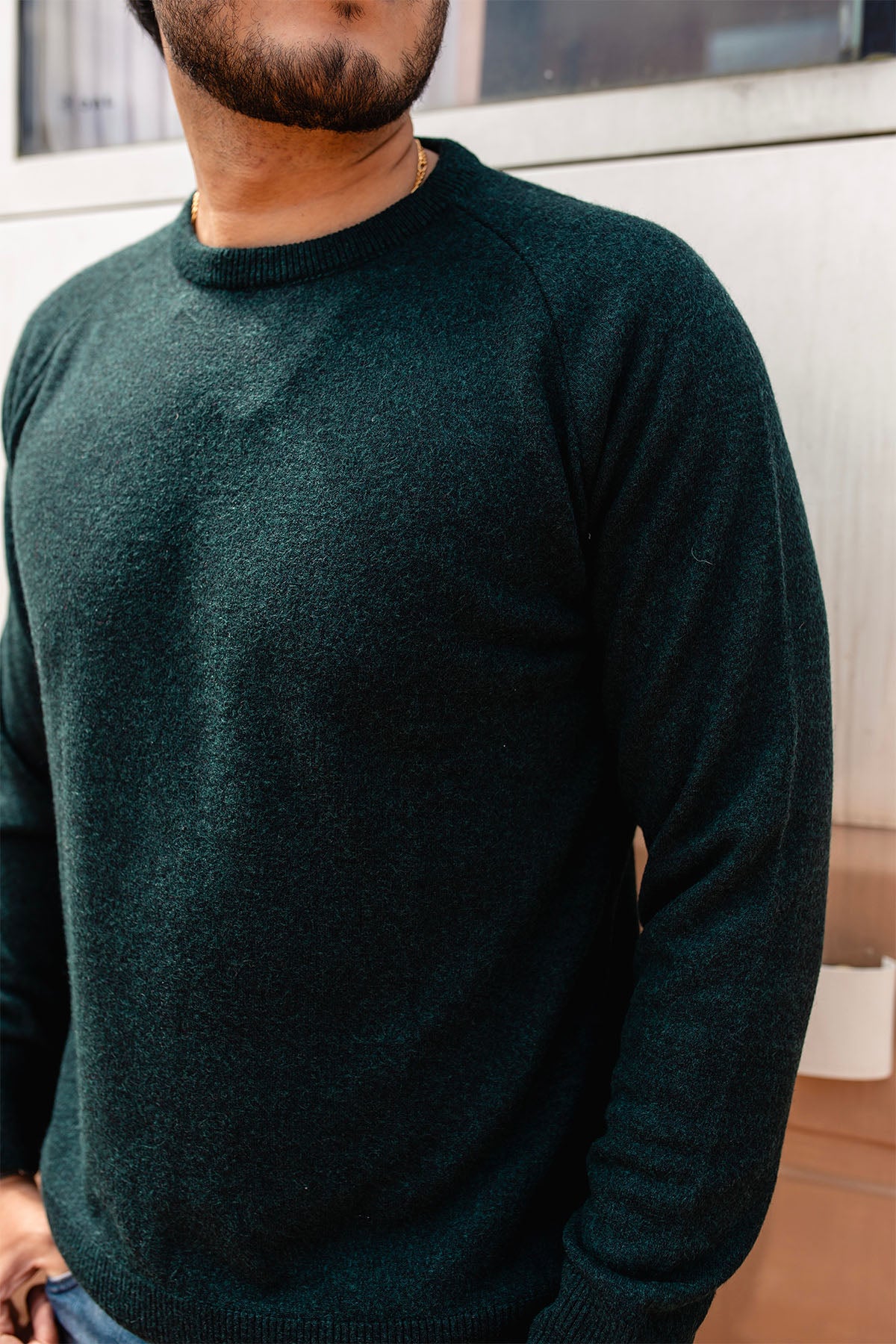 Sweater cuello redondo - Verde calido