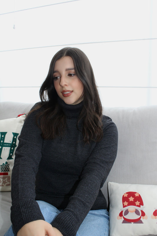 Buzo cuello tortuga - Gris oscuro