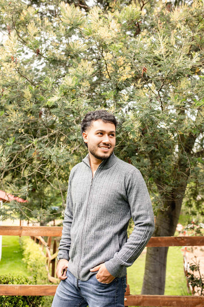 Chaqueta trenzada - Gris medio
