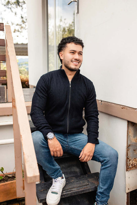 Chaqueta trenzada - Negro