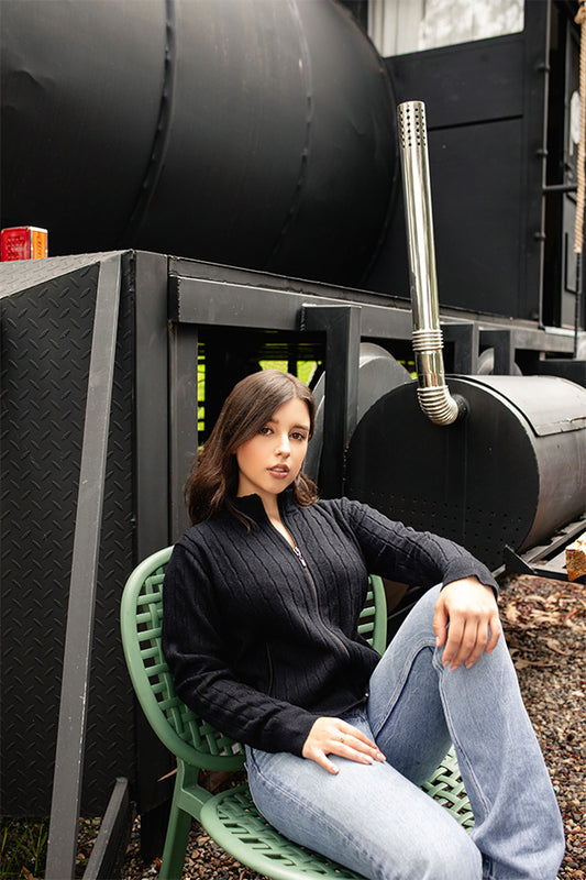 Chaqueta trenzada - Negro