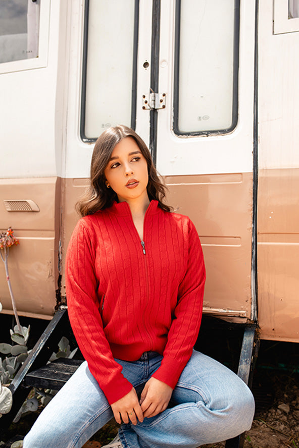 Chaqueta trenzada - Rojo
