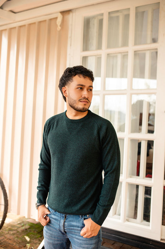 Sweater cuello redondo - Verde calido
