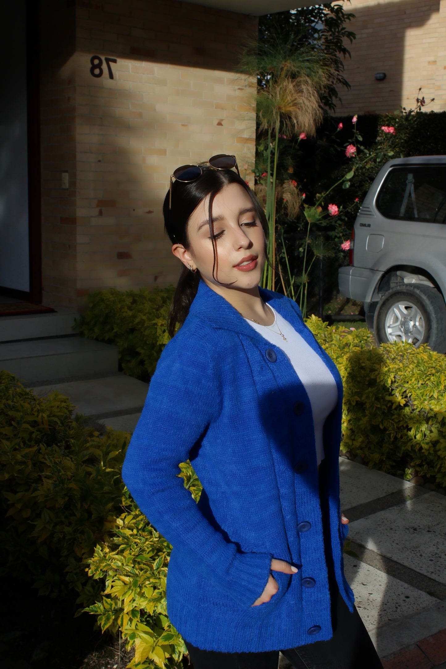 Suéter boucle - Azul rey