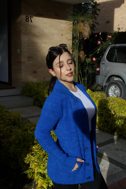 Suéter boucle - Azul rey