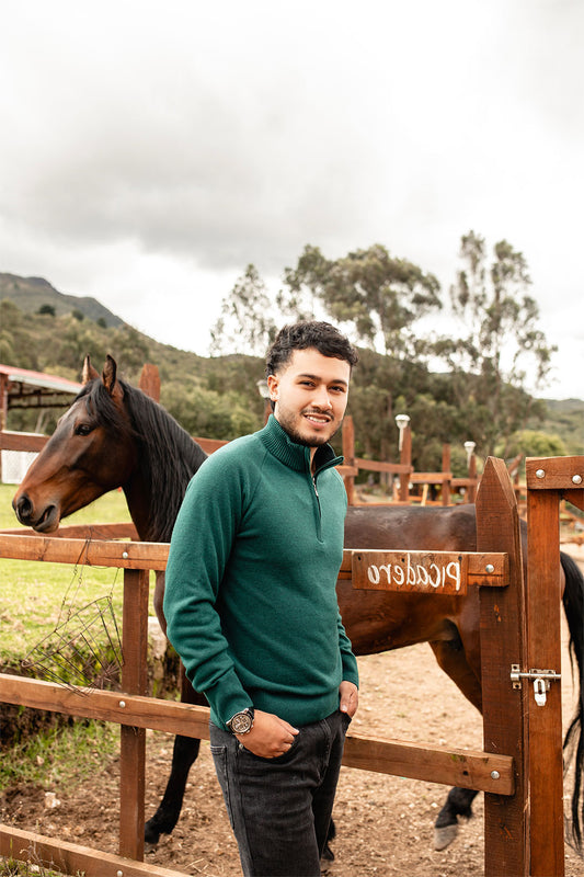 Sweater media cremallera - Verde calido
