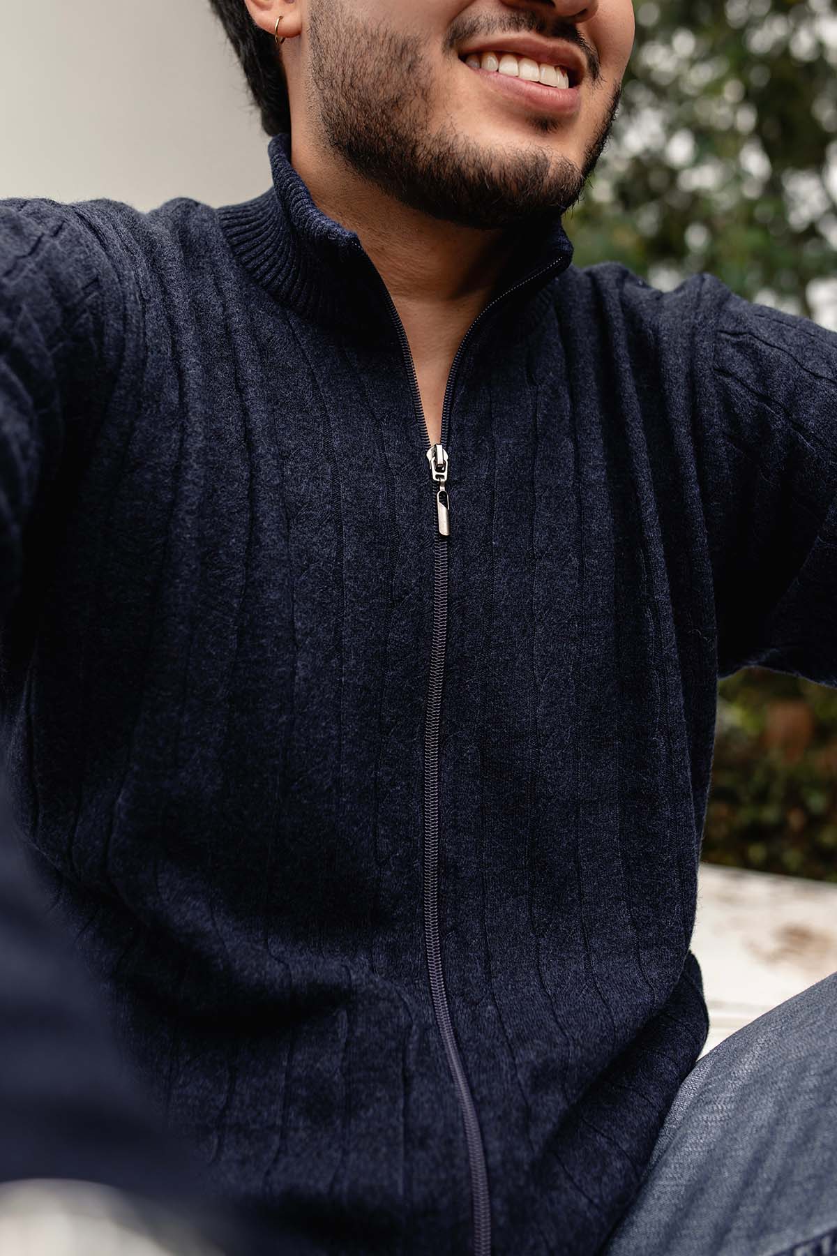 Chaqueta trenzada - Azul Jean