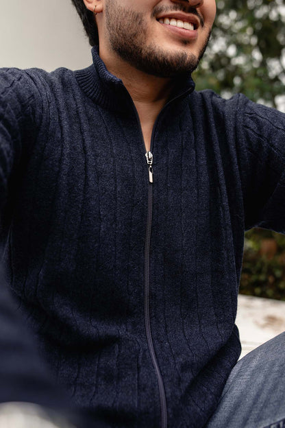 Chaqueta trenzada - Azul Jean