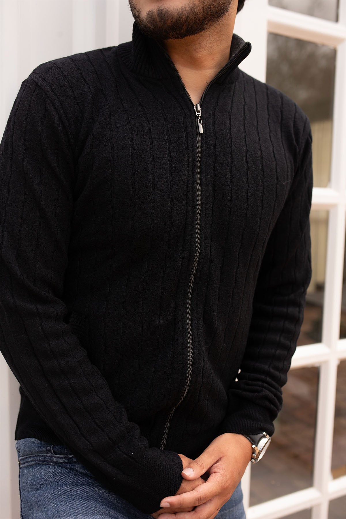 Chaqueta trenzada - Negro