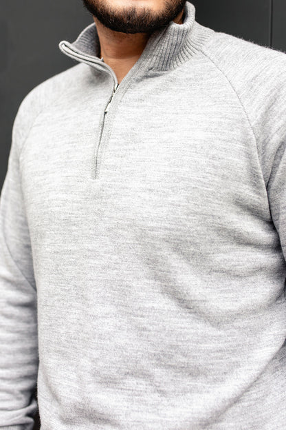 Sweater media cremallera - Gris perla