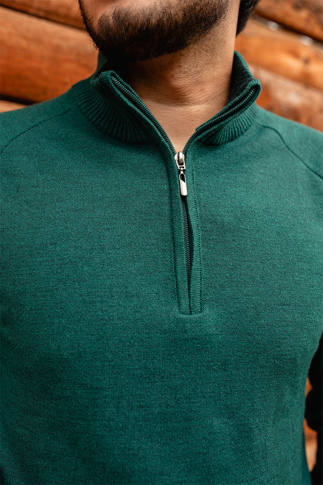 Sweater media cremallera - Verde calido