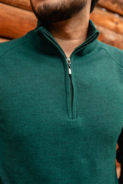 Sweater media cremallera - Verde calido