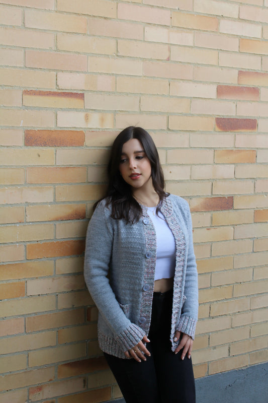 Suéter boucle - Gris claro