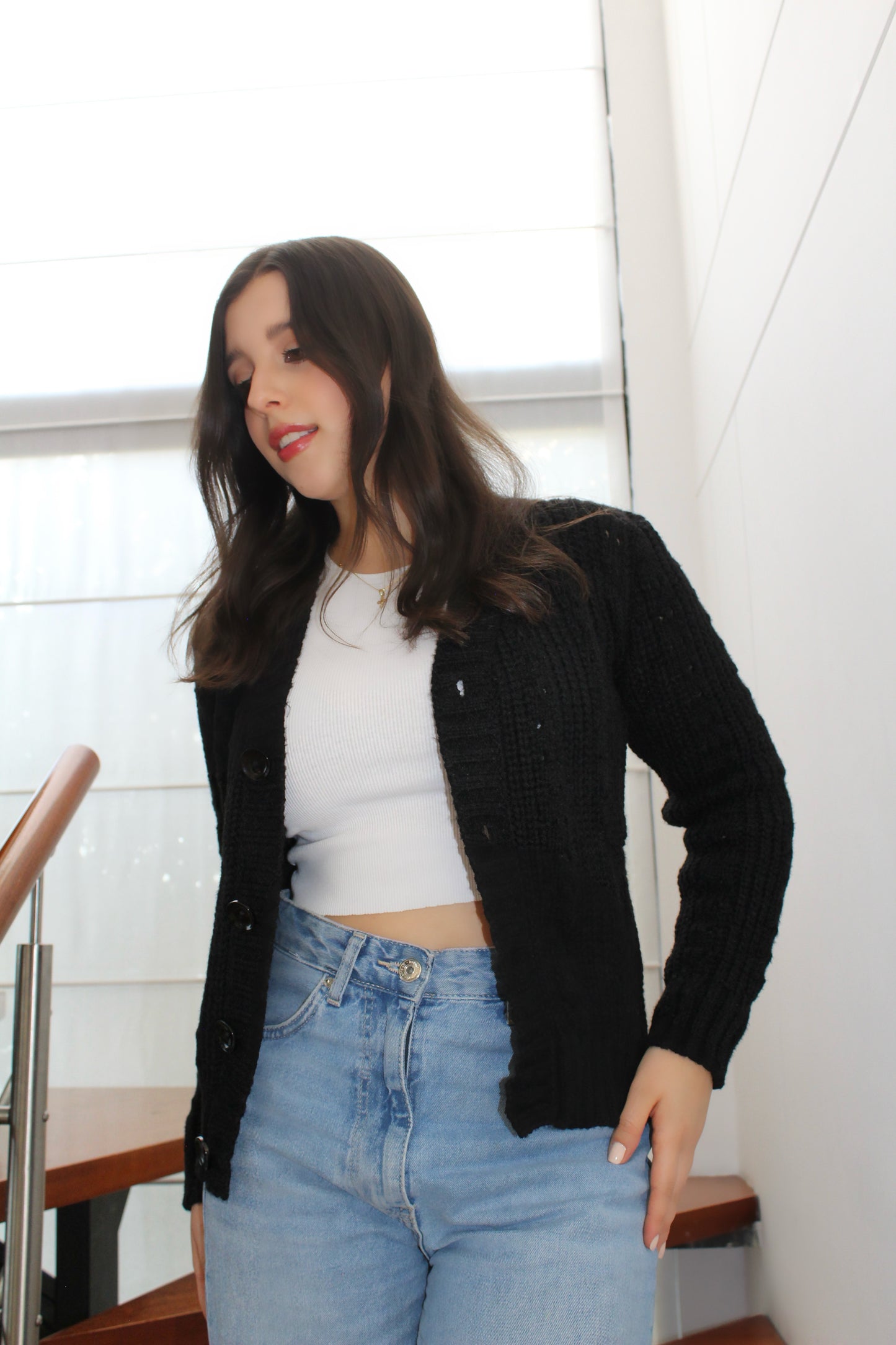 Suéter boucle - Negro