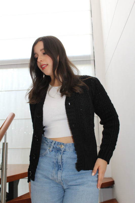 Suéter boucle - Negro