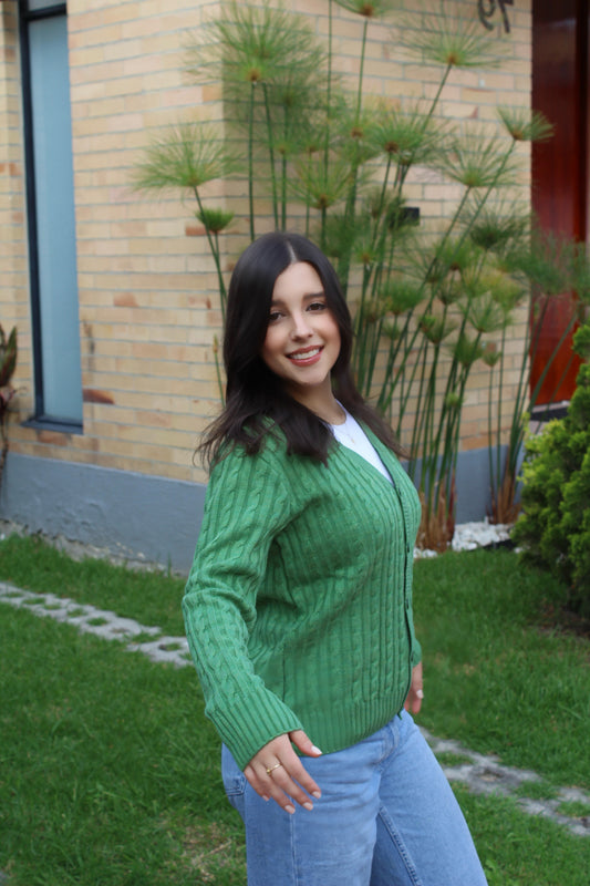 Cardigan trenzado - Verde