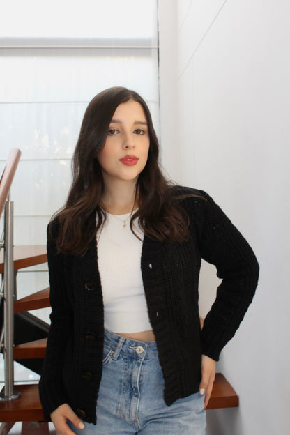 Suéter boucle - Negro