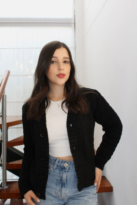 Suéter boucle - Negro