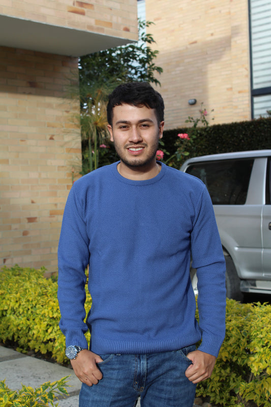 Buzo cuello redondo grano de arroz - Azul