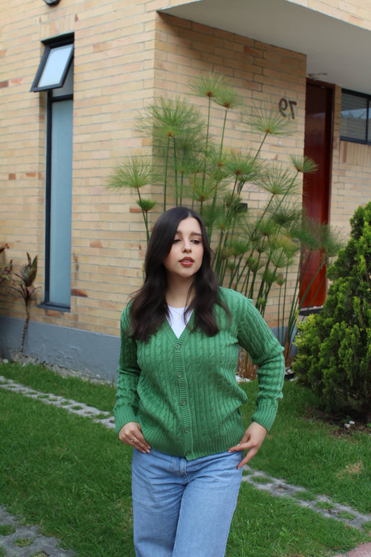 Cardigan trenzado - Verde