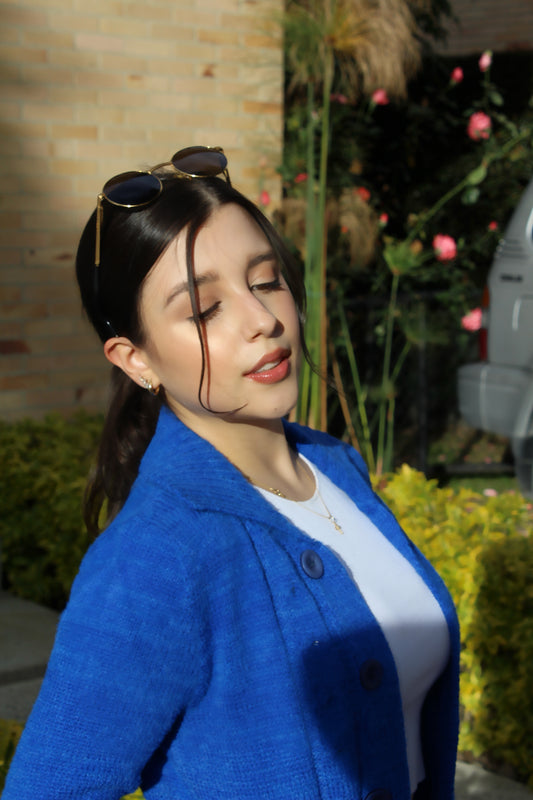 Suéter boucle - Azul rey