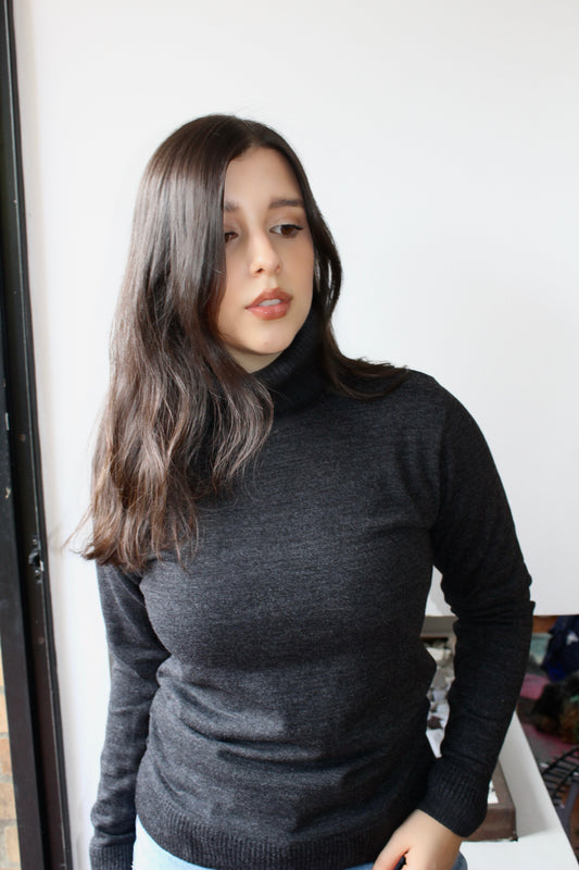 Buzo cuello tortuga - Gris oscuro